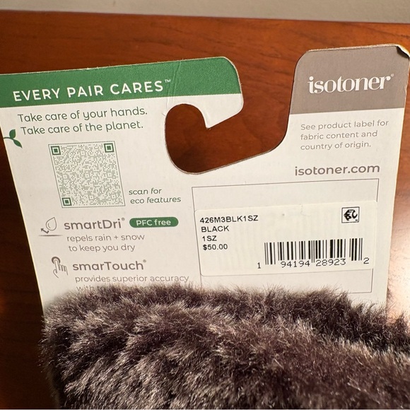 Isotoner SmartDri Smart Touch Black Gloves NWT One Size - Picture 5 of 6